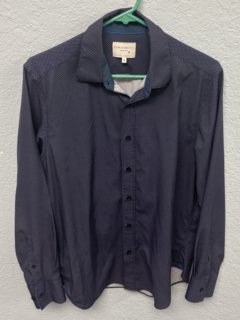 CON.STRUCT Men’s Mdm Slim Fit Microdot 4-Way Stretch Performance Button-Up Shirt - Picture 4 of 17